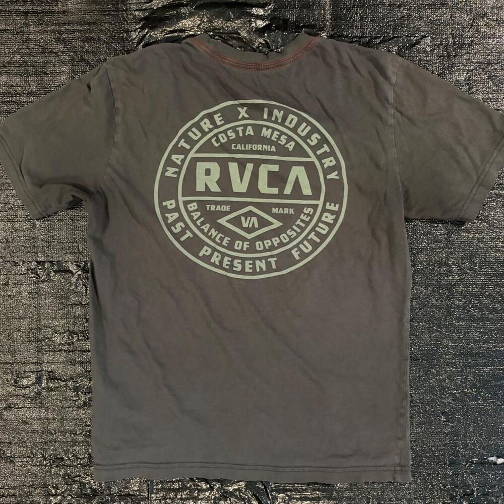 Rvca Men's Grey and Black T-shirt